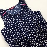 Hearts Navy Lightweight Playsuit - Girls 6-7 Years