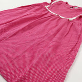 Spotty Lace Trim Pink Dress - Girls 6-7 Years