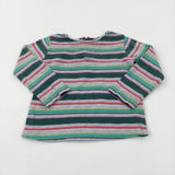 Forest Green & Grey Striped Long Sleeve Top - Girls 12-18 Months