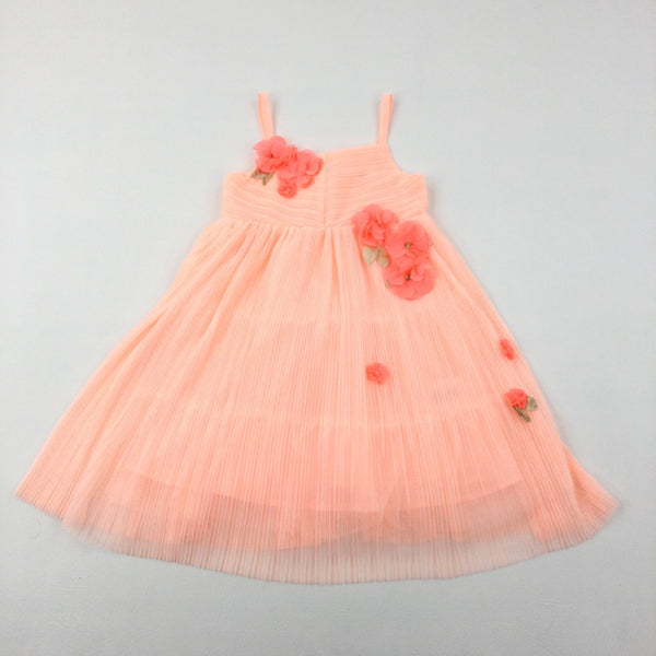 Flowers Orange Dress - Girls 5-6 Years