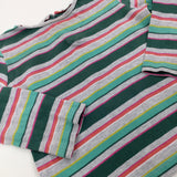 Forest Green & Grey Striped Long Sleeve Top - Girls 12-18 Months