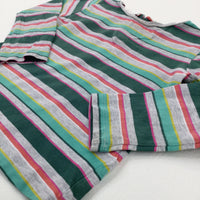 Forest Green & Grey Striped Long Sleeve Top - Girls 12-18 Months