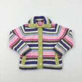 Colourful Striped Knitted Cardigan - Girls 5-6 Years