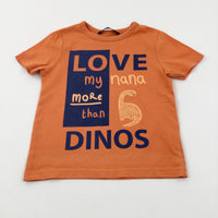 'Love My Nana' Dinosaurs Orange T-Shirt - Boys 18-24 Months