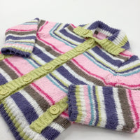 Colourful Striped Knitted Cardigan - Girls 5-6 Years