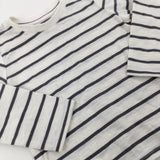 Charcoal Grey & White Striped Long Sleeve Top - Boys 18-24 Months