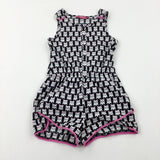 Cats Black & White Playsuit - Girls 6-7 Years