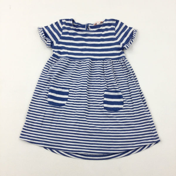 Blue Striped Dress - Girls 5-6 Years