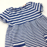 Blue Striped Dress - Girls 5-6 Years