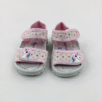 Unicorns & Stars Pink Sandals - Girls - Shoe Size 4