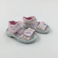 Unicorns & Stars Pink Sandals - Girls - Shoe Size 4