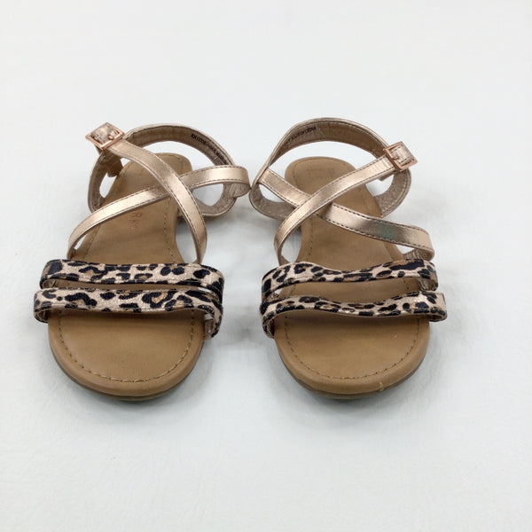 Animal Print Gold Sandals - Girls - Shoe Size 13