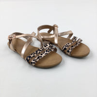 Animal Print Gold Sandals - Girls - Shoe Size 13