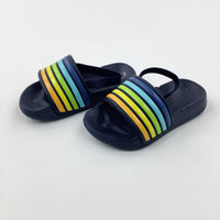 Colourful Striped Navy Sliders - Boys - Shoe Size 6