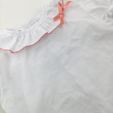 White Cotton Top With Embroidered Collar - Girls 18-24 Months