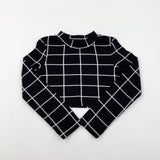 Black Checked Cropped Top - Girls 6-7 Years