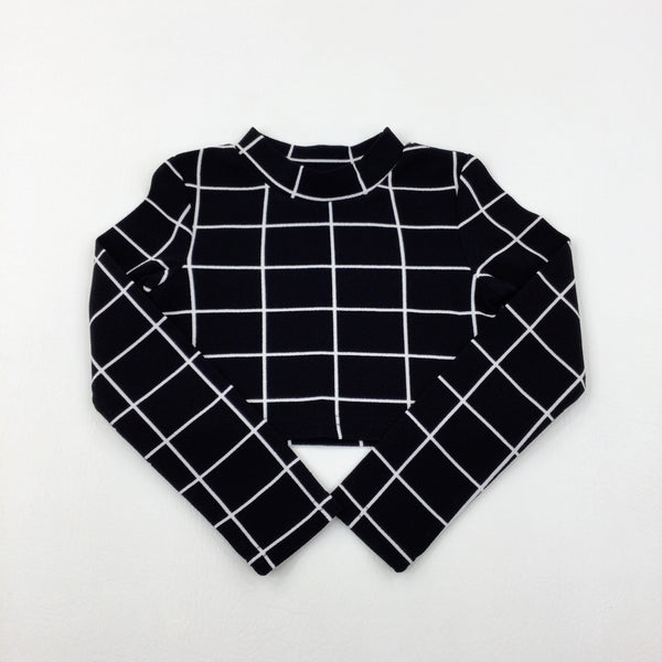 Black Checked Cropped Top - Girls 6-7 Years
