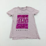 'Just Keep Dancing' Sequinned Pink T-Shirt - Girls 6-7 Years