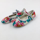 **NEW** Colourful Flowers Beige Canvas Shoes - Girls - Shoe Size 5