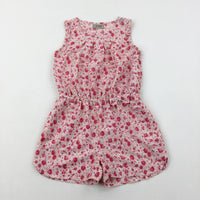 Flowers Pink Playsuit - Girls 6-7 Years