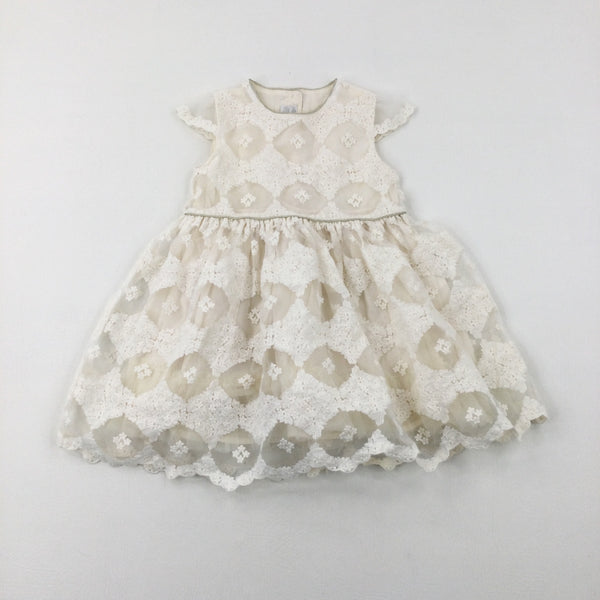 Patterned Embroidered Cream Bridesmaid/Party Dress - Girls 2-3 Years