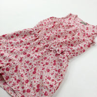 Flowers Pink Playsuit - Girls 6-7 Years