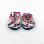 Cherries Navy Striped Flip Flops - Girls - Shoe Size 5-6