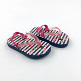 Cherries Navy Striped Flip Flops - Girls - Shoe Size 5-6