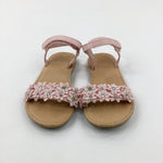 Flowers Glittery Pink Sandals - Girls - Shoe Size 13