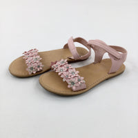 Flowers Glittery Pink Sandals - Girls - Shoe Size 13