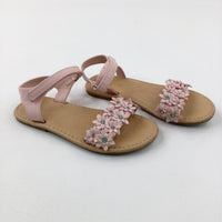 Flowers Glittery Pink Sandals - Girls - Shoe Size 13