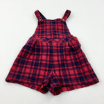 Red & Navy Checked Shorts With Braces - Girls 5-6 Years