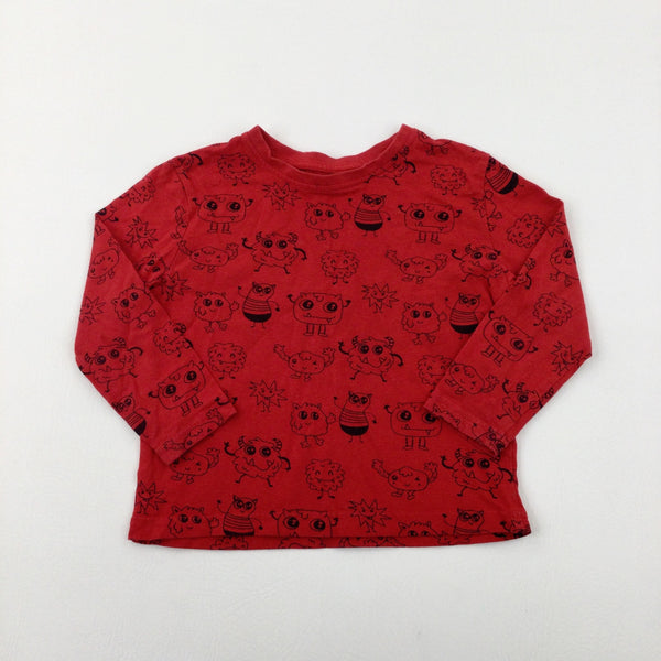 Monsters Red Long Sleeve Top - Boys 3-4 Years