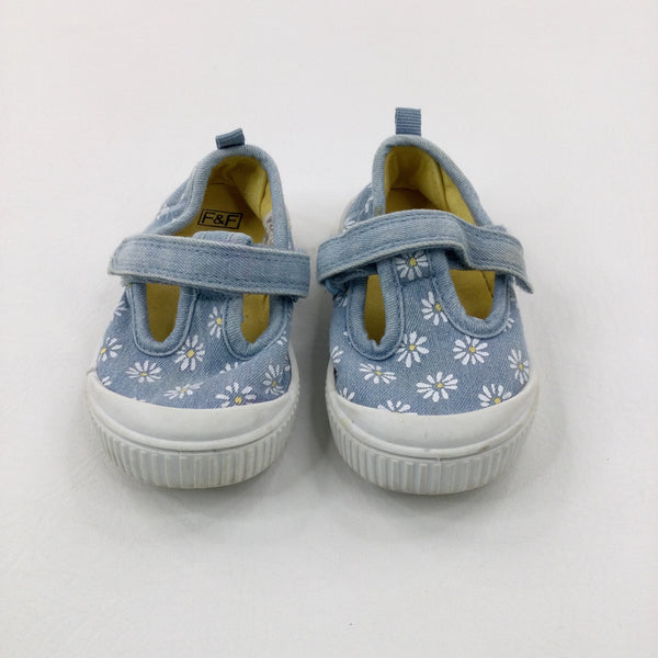Daisies Blue Denim Canvas Shoes - Girls - Shoe Size 5