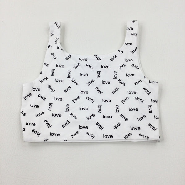 'Love' White Cropped Vest Top - Girls 5-6 Years