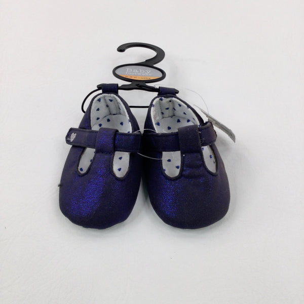 **NEW** Hearts Sparkly Blue Baby Shoes  - Girls - Shoe Size 1