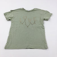 'Love' Diamonte Khaki T-Shirt - Girls 5-6 Years