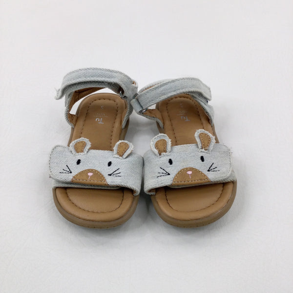 Mice Faces Grey Sandals - Girls - Shoe Size 5