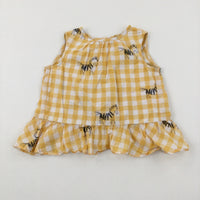 Zebras Yellow Checked Vest Top - Girls 2-3 Years