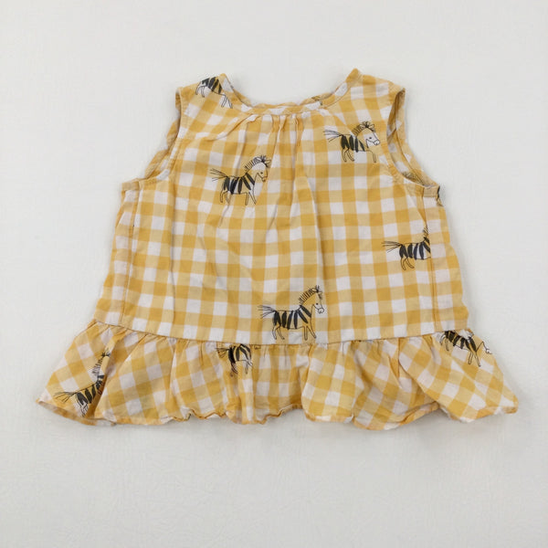 Zebras Yellow Checked Vest Top - Girls 2-3 Years