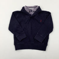 Dog Motif Navy Knitted Jumper With Faux Shirt Collar - Boys 3-4 Years
