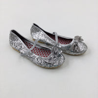 Bows Glittery Silver Shoes - Girls - Shoe Size 13