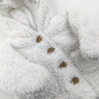 White Fluffy Hooded Jacket - Boys Tiny Baby