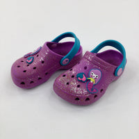 Colourful Mermaids Glittery Purple Clogs - Girls - Shoe Size 6-7