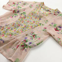 Flowers Dusky Pink Sheer Cardigan - Girls 3-4 Years