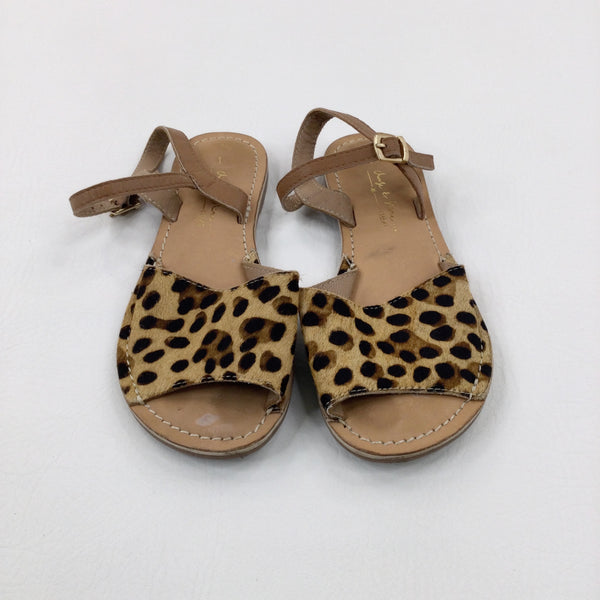 Animal Print Tan Sandals - Girls - Shoe Size 1