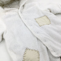 Teddy Appliqued Cream Fluffy Winter Pramsuit - Boys 0-3 Months