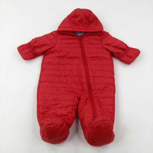 Red Padded Lightweight Pramsuit - Boys 0-3 Months