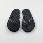 Glittery Black Flip Flops - Girls - Shoe Size 4-5