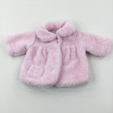 Pink Fluffy Coat - Girls 0-3 Months